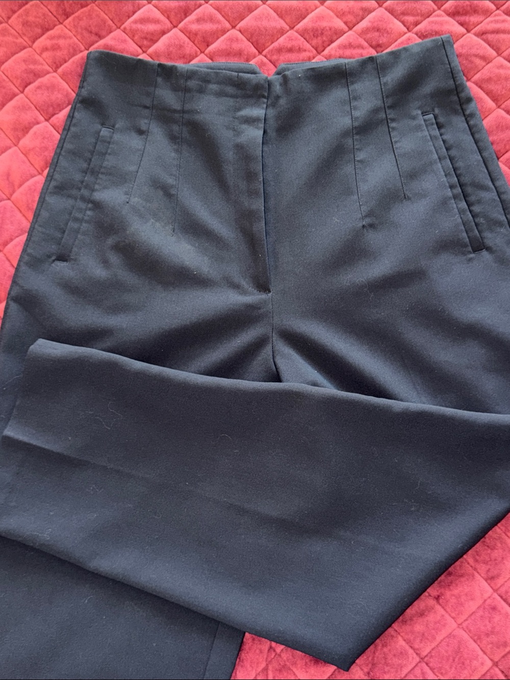 Zara Navy Blue Women's Dress Pants - High Waist Tailored